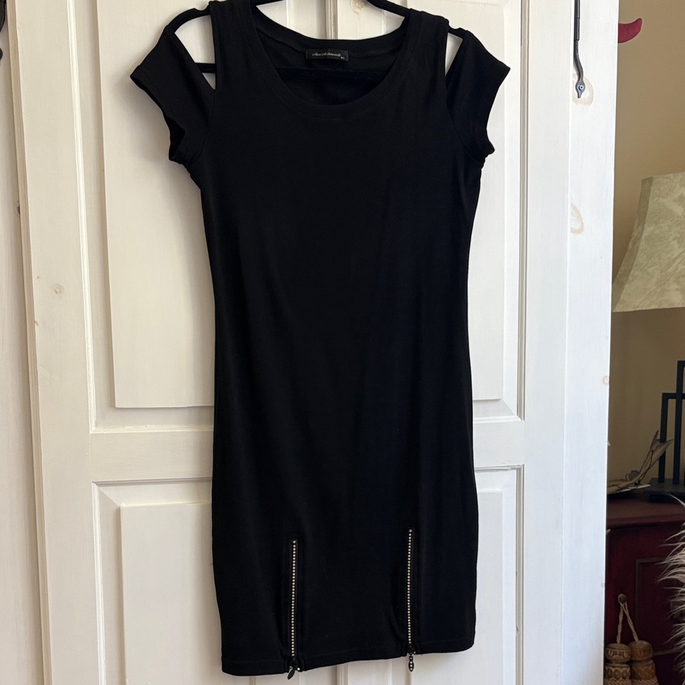 Charlotte Russe Black Mini Dress with Zipper Details
